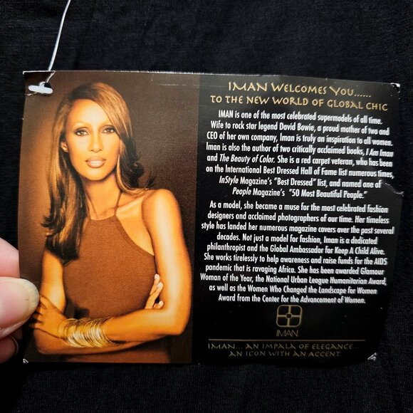 Iman Global Chic Black Top With Smocked Shoulders & Draped Neckline - Picture 4 of 9